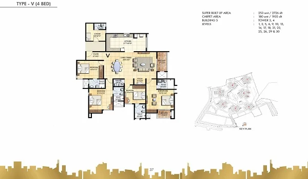 Prestige Falcon City Luxe 4 BHK Floor Plan Prestige Falcon City Luxe 4 BHK Floor Plan