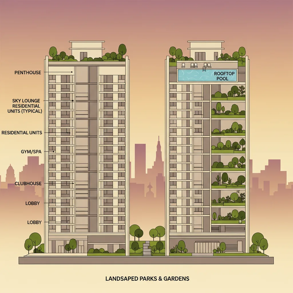 What is the Total Floor Count for Each Tower in Prestige Falcon City Luxe? What is the Total Floor Count for Each Tower in Prestige Falcon City Luxe?